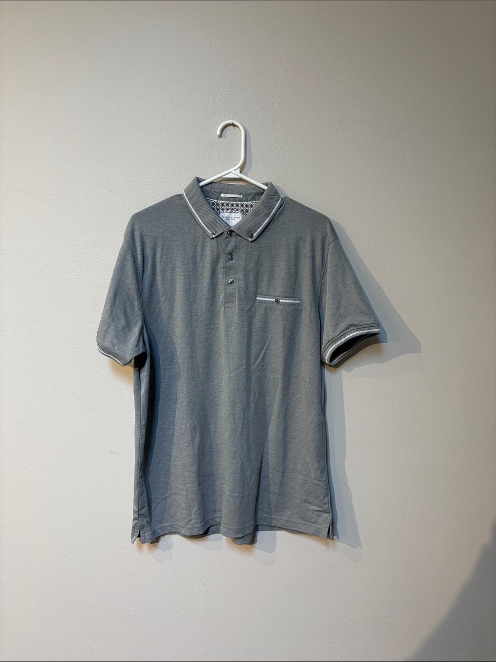 Men's Gray Polo with Contrast Trim